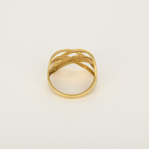 Bague en or jaune, or blanc entrelacée et diamants : 0,02 carat