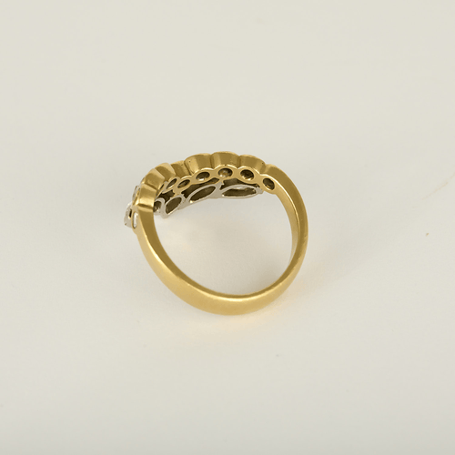 Bague aigrette en or jaune, or blanc, diamants blanc et verts : 1,45 carat