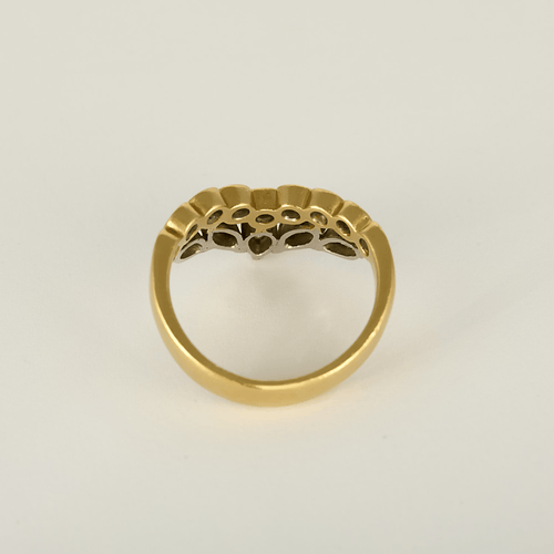 Bague aigrette en or jaune, or blanc, diamants blanc et verts : 1,45 carat