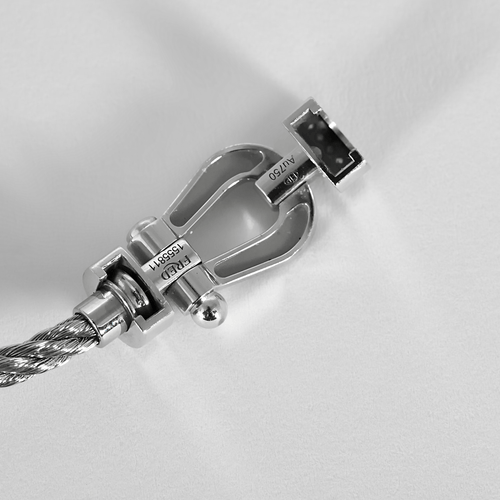 Fred - Force 10 Pavé - Bracelet en acier et manille en or blanc, diamants 58 Facettes DV32294-2