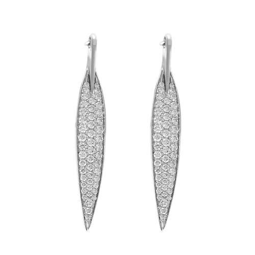 Paire de Pendants d'oreilles "Feuilles" en or gris et diamants 58 Facettes DV32512-13