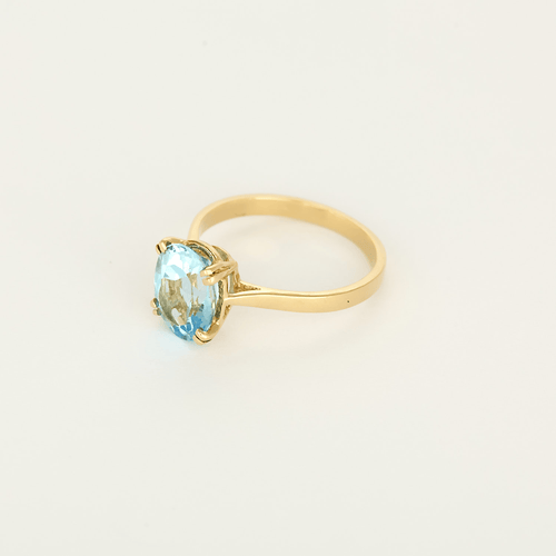 54 Bague coktail en or jaune 18k Topaze bleue 58 Facettes DV31672-16