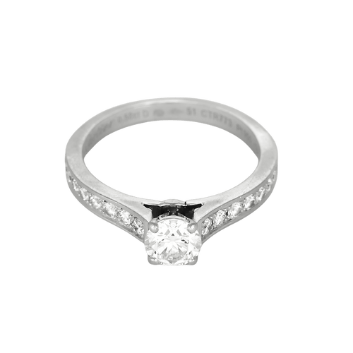 51 Cartier - Solitaire 1895" - Bague platine et diamant 0.58 carat 58 Facettes DV34485-1