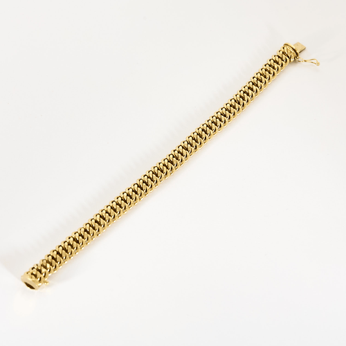 Bracelet en or jaune à maille gourmette plate
