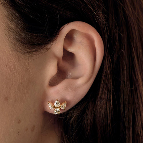 Boucles d'oreilles en or jaune et diamants : 1,10 carat