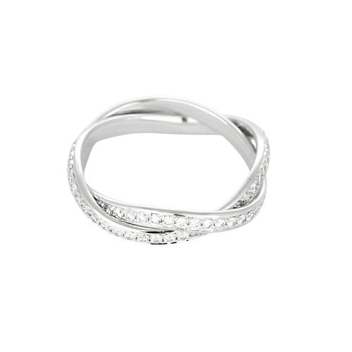 Poiray - Tresse - Petit modèle - Bague en or blanc et diamants