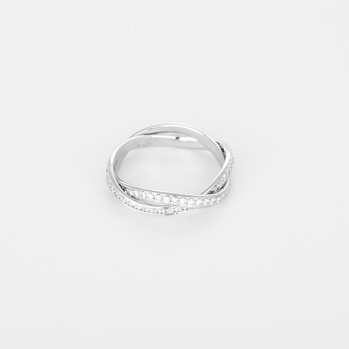 Poiray - Tresse - Petit modèle - Bague en or blanc et diamants
