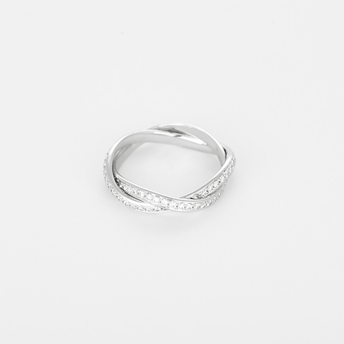 Poiray - Tresse - Petit modèle - Bague en or blanc et diamants