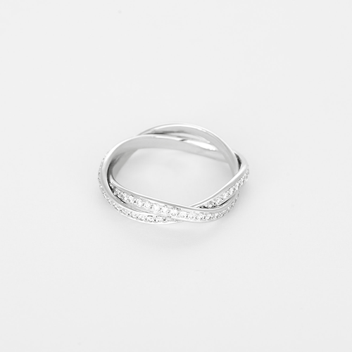 Poiray - Tresse - Petit modèle - Bague en or blanc et diamants