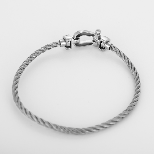 FRED - Force 10 - Moyen Modèle - Bracelet acier, manille or blanc et diamants 58 Facettes DV33563-1