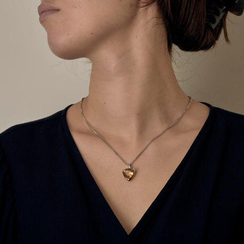 Pendentif en Or blanc 18k Citrine and Diamant 58 Facettes DV34700-4