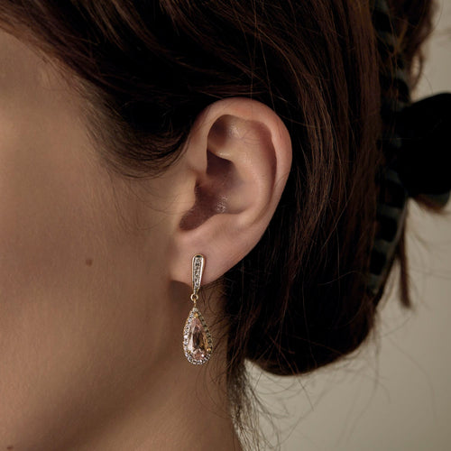 Boucles d'oreilles en or jaune, morganite : 3,90 carats et diamants 58 Facettes DV34732-6