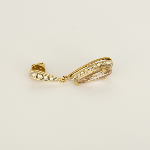 Boucles d'oreilles en or jaune, morganite : 3,90 carats et diamants 58 Facettes DV34732-6