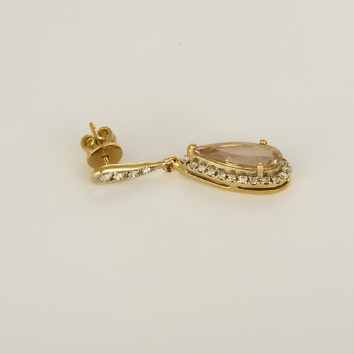 Boucles d'oreilles en or jaune, morganite : 3,90 carats et diamants 58 Facettes DV34732-6