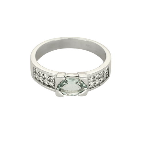 Bague 51 Bague en or gris aigue marine et diamants 58 Facettes DV31672-22
