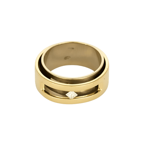 56 Bague jonc en or jaune, or blanc, diamant de taille princesse mobile 58 Facettes DV33869-7