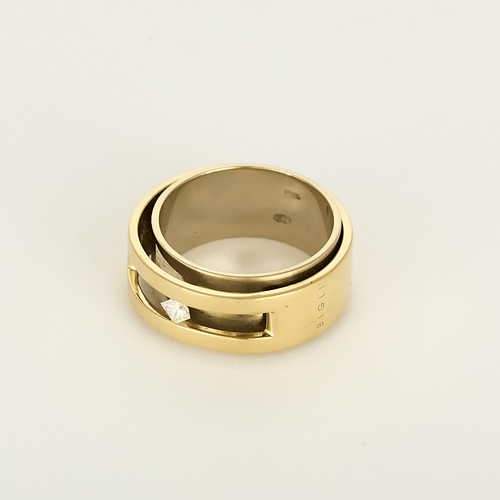 56 Bague jonc en or jaune, or blanc, diamant de taille princesse mobile 58 Facettes DV33869-7