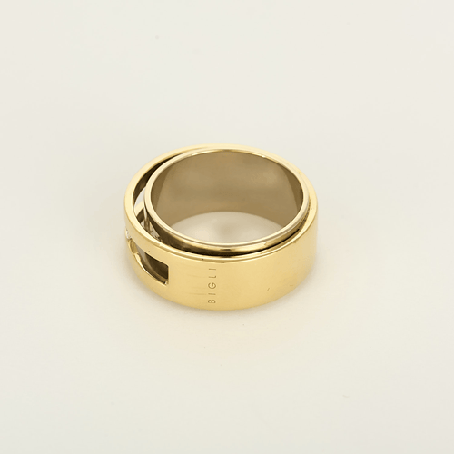 56 Bague jonc en or jaune, or blanc, diamant de taille princesse mobile 58 Facettes DV33869-7