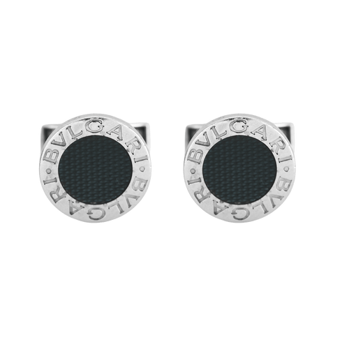 BULGARI - Paire de boutons de manchettes en argent et émail. 58 Facettes DV34662-1