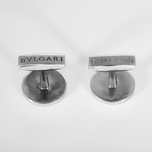 BULGARI - Paire de boutons de manchettes en argent et émail. 58 Facettes DV34662-1