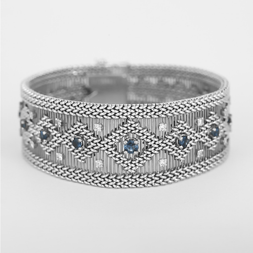 Bracelete en or gris, saphirs et diamants 58 Facettes DV34330-1