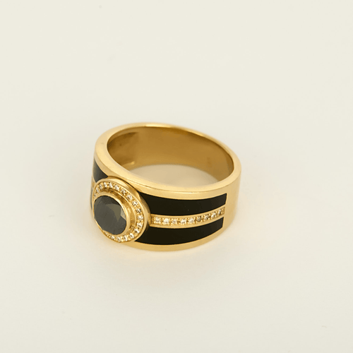 56 Mauboussin - L'Oeuvre Noire - Bague en or jaune, diamant noir et diamants 58 Facettes DV34008-1