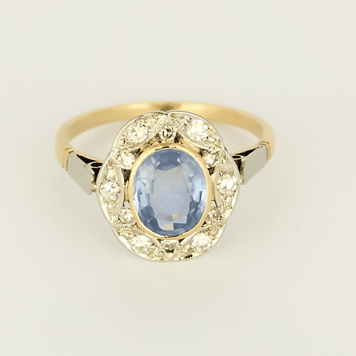 53 Bague en Or jaune & blanc 18k Saphir and Diamant 58 Facettes DV20601-4
