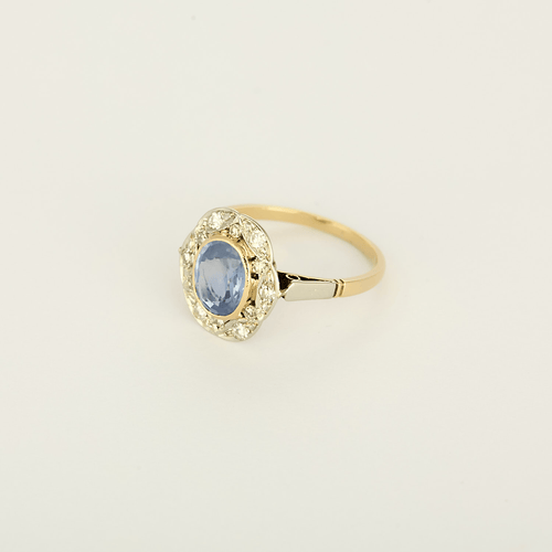53 Bague en Or jaune & blanc 18k Saphir and Diamant 58 Facettes DV20601-4
