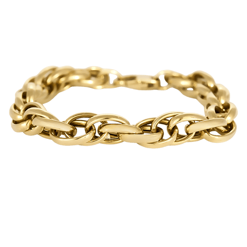 Bracelet en or jaune à maillons ovales entrelacés 58 Facettes DV34119-2