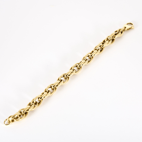 Bracelet en or jaune à maillons ovales entrelacés 58 Facettes DV34119-2