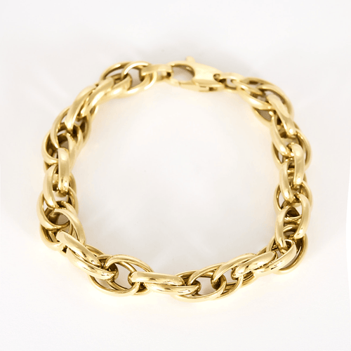 Bracelet en or jaune à maillons ovales entrelacés 58 Facettes DV34119-2