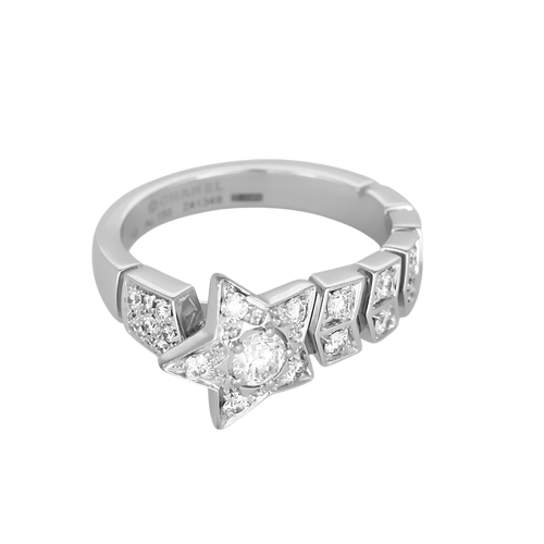 Bague 48 Chanel - Comète Chevron - Elégante Bague en or gris 18K 58 Facettes DV35270-1