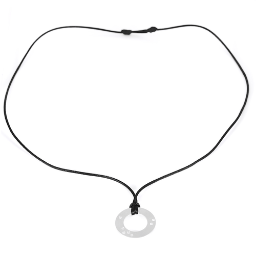 Pendentif Dinh Van - Cible - Élégant pendentif en or blanc, diamants sur cordon noir 58 Facettes DV32132-1