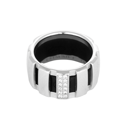 Bague 49 CHAUMET - Class one - Bague en or blanc et diamant, caoutchouc 58 Facettes DV35112-2