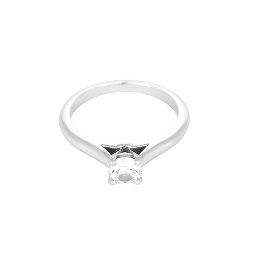 CARTIER - 1895 - Bague solitaire, platine et diamant 0.40 ct