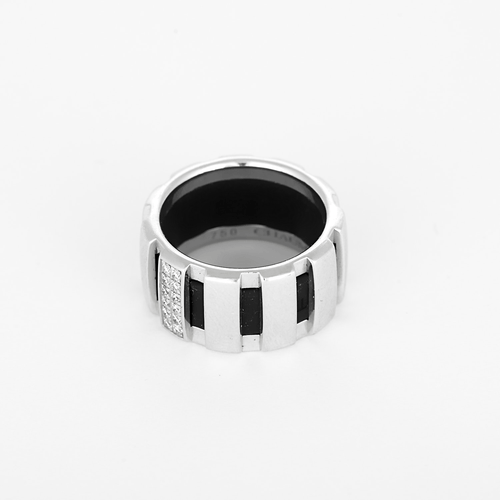 Bague 49 CHAUMET - Class one - Bague en or blanc et diamant, caoutchouc 58 Facettes DV35112-2