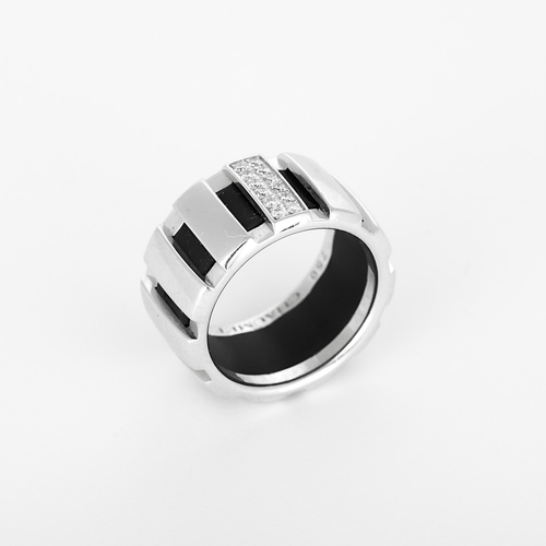 Bague 49 CHAUMET - Class one - Bague en or blanc et diamant, caoutchouc 58 Facettes DV35112-2