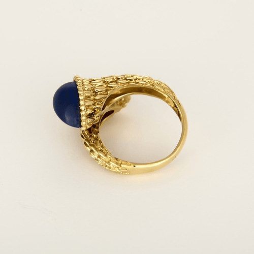 Bague Toi et moi en or jaune, lapis lazuli et corail rose