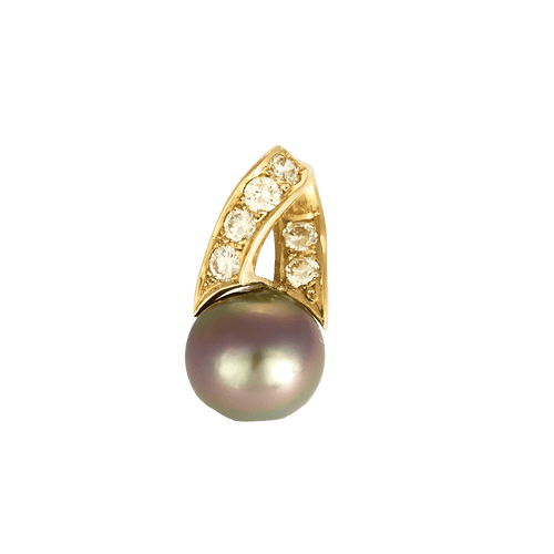 Pendentif Pendentif en Or jaune 18k, diamants et perles de culture de Tahiti 58 Facettes DV31672-26