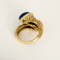 Bague Toi et moi en or jaune, lapis lazuli et corail rose