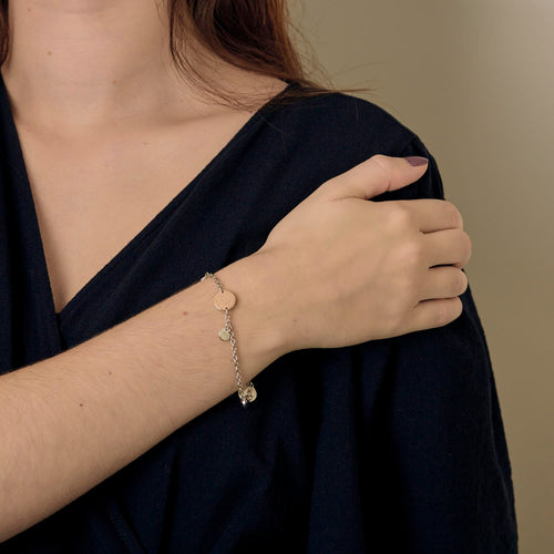 HERMES - Ex-Libris - Bracelet en argent et or rose
