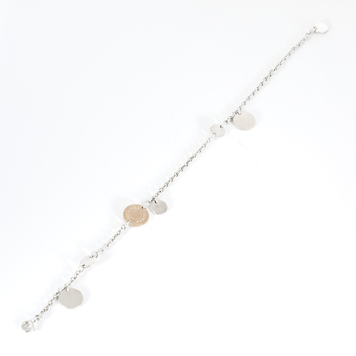 HERMES - Ex-Libris - Bracelet en argent et or rose