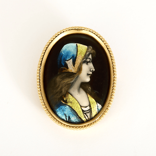Broche Broche Emaux de Limoges et or jaune. Fauré. 58 Facettes DV35336-1
