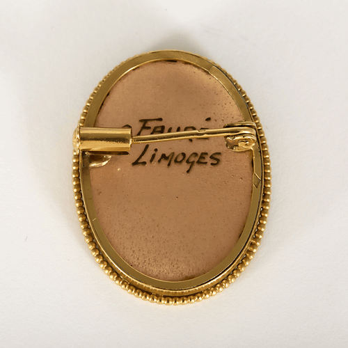 Broche Broche Emaux de Limoges et or jaune. Fauré. 58 Facettes DV35336-1
