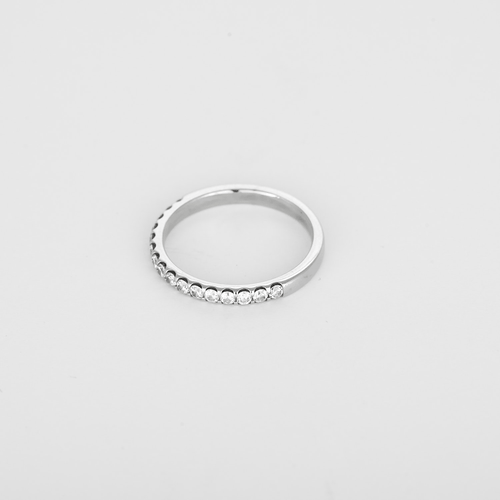 Bague 52 Demie-alliance en or blanc et diamants 58 Facettes DV34850-2