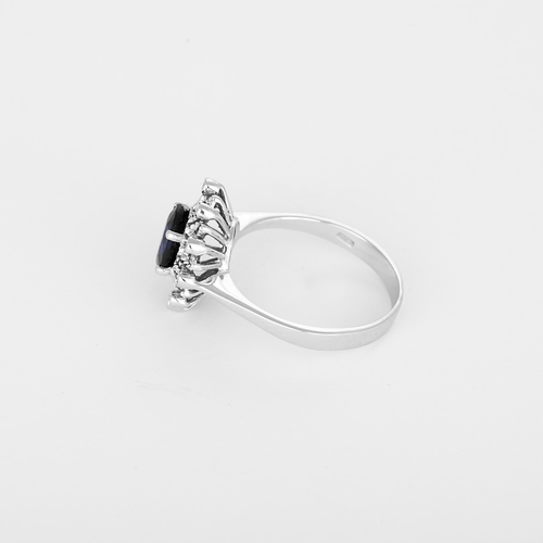 Bague 56 Bague en or gris, saphirs 1.50 carat et diamants 58 Facettes DV35122-1