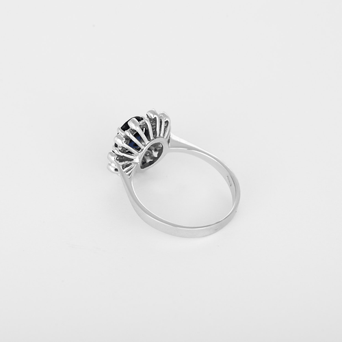Bague 56 Bague en or gris, saphirs 1.50 carat et diamants 58 Facettes DV35122-1