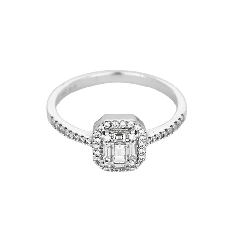 Bague 53 Bague en or blanc et diamants, serti illusion 58 Facettes DV34284-2