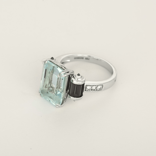Bague 55 Mauboussin - Couleur Baiser - Bague en or blanc, topaze, cordièrites et diamants 58 Facettes DV0502-6