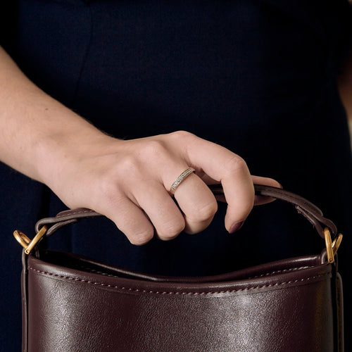 Bague 51 Demie Alliance or blanc  et diamants 58 Facettes DV35240-2
